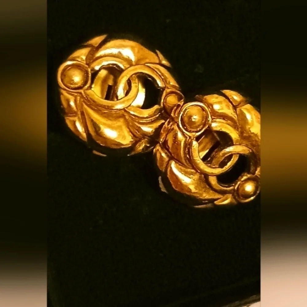 Chanel 24k gold plated earrings